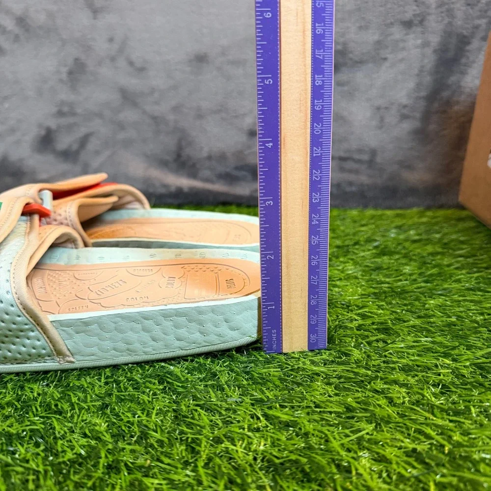 Adidas Pharrell Williams Chancler Hu Slides Kids Size 4 Mint Green Orange Strap‎